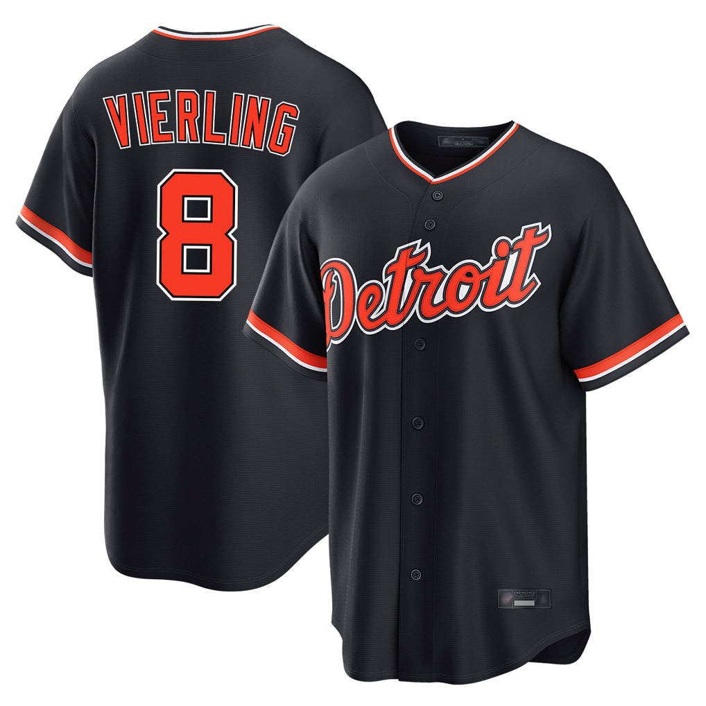 Rebec D.Tigers #8 Matt Vierling Player Navy Home Game Stitched Jerseys