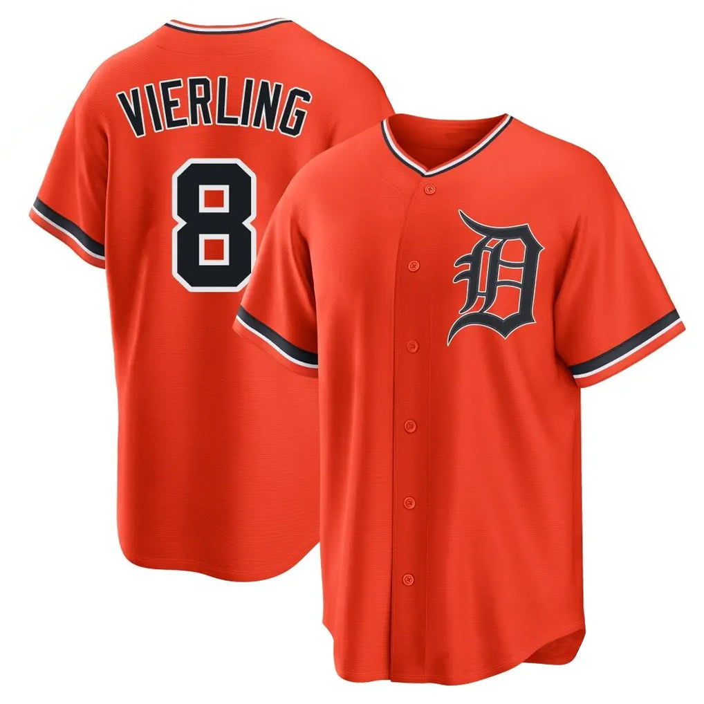 Rebec D.Tigers #8 Matt Vierling Player Orange Home Game Stitched Jerseys