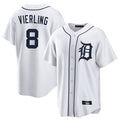 Rebec D.Tigers #8 Matt Vierling Player White Home Game Stitched Jerseys