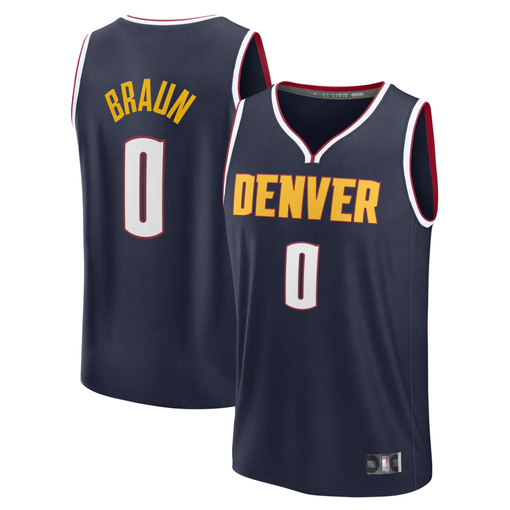 Rebec D.Nuggets #0 Christian Braun Navy Fast Break Replica Player Jerseys - Icon Edition
