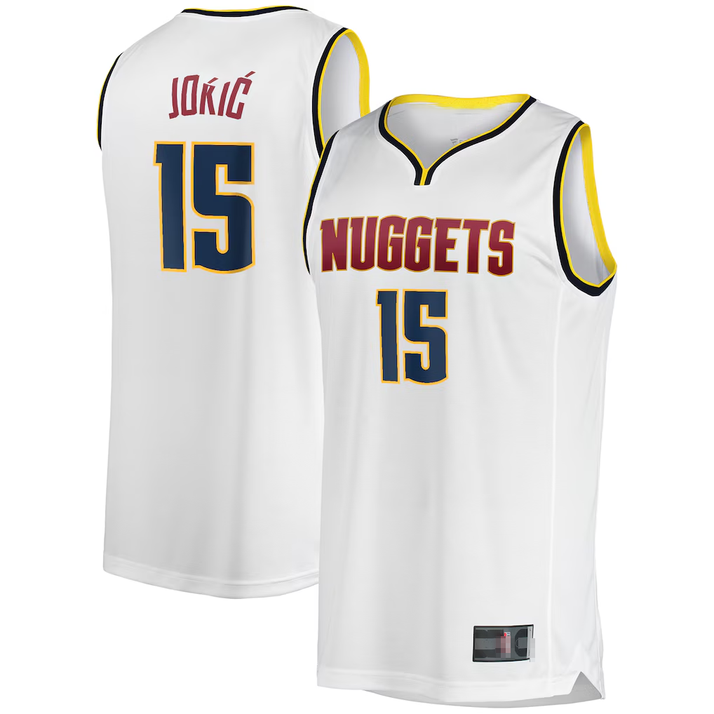 Rebec Denver Nuggets #15 Nikola Jokic White Fast Break Player Jerseys - Association Edition