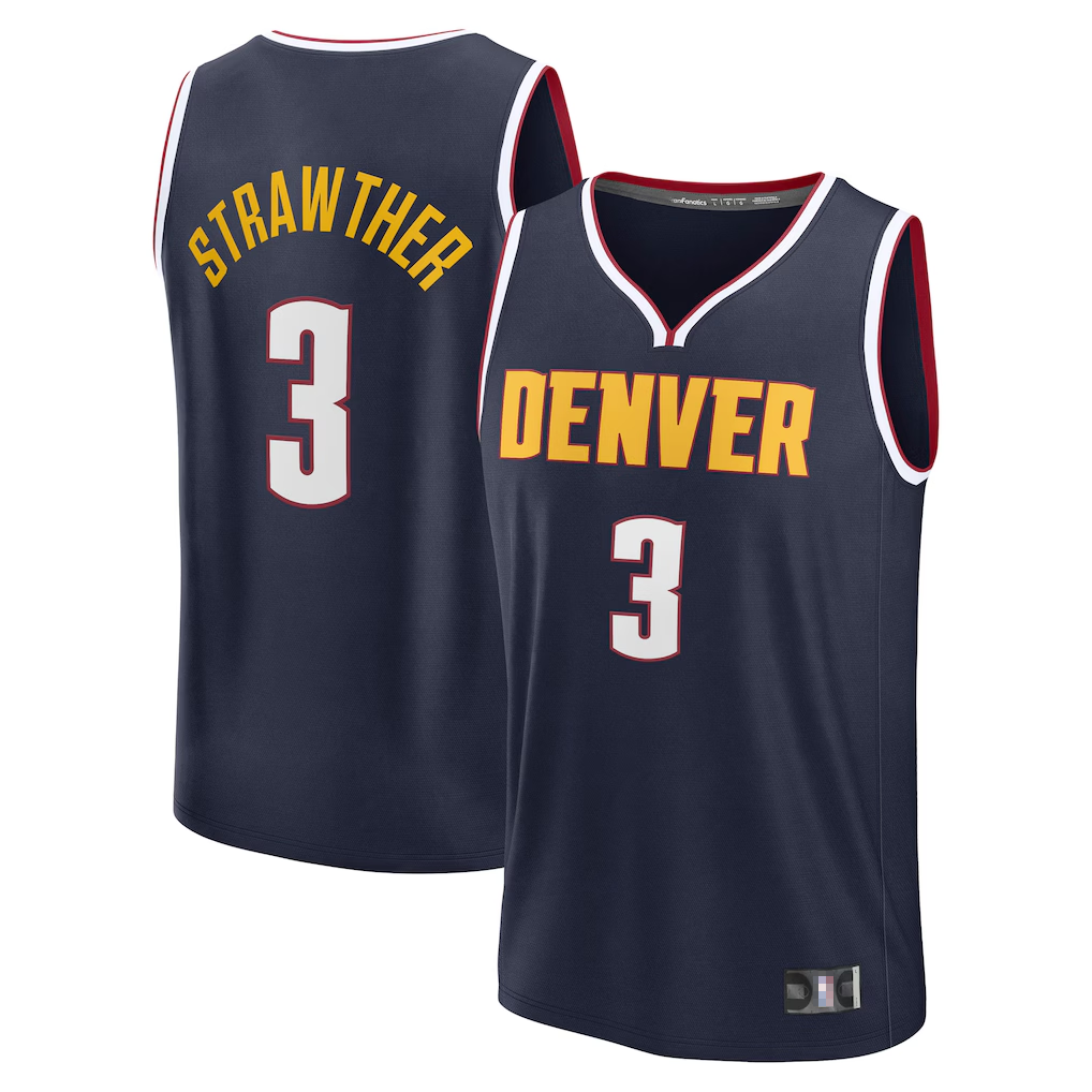 Rebec Denver Nuggets #3 Julian Strawther Navy Fast Break Replica Player Jerseys - Icon Edition