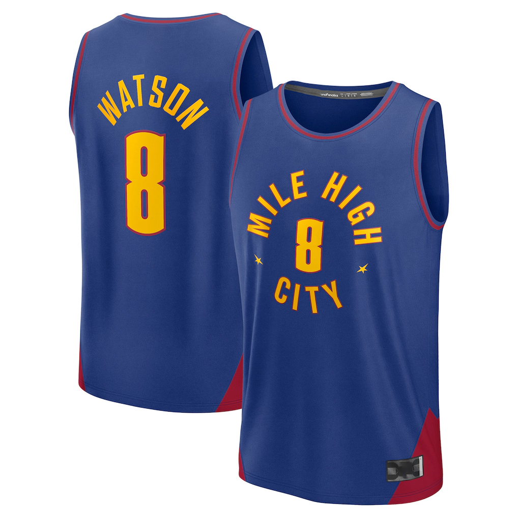 Rebec Denver Nuggets #8 Peyton Watson Blue Fast Break Replica Player Jerseys - Statement Edition