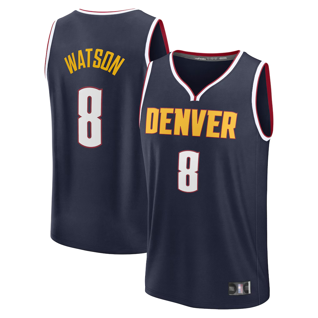 Rebec Denver Nuggets #8 Peyton Watson Navy Fast Break Replica Player Jerseys - Icon Edition