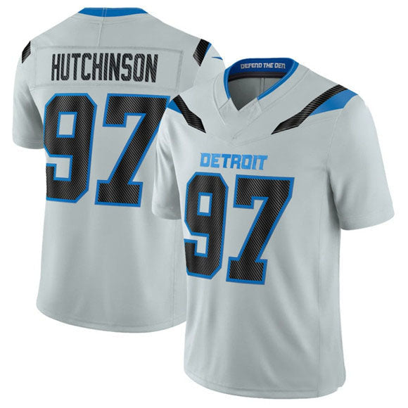 Rebec D.Lions #97 Aidan Hutchinson Silver 2026 F.U.S.E. Rivalries Collection Limited Football Stitched Jersey