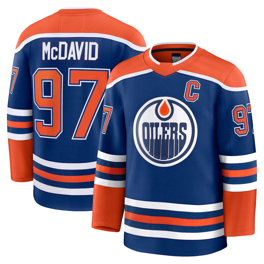 Rebec E.Oilers #97 Connor McDavid Royal Home Premium Jerseys