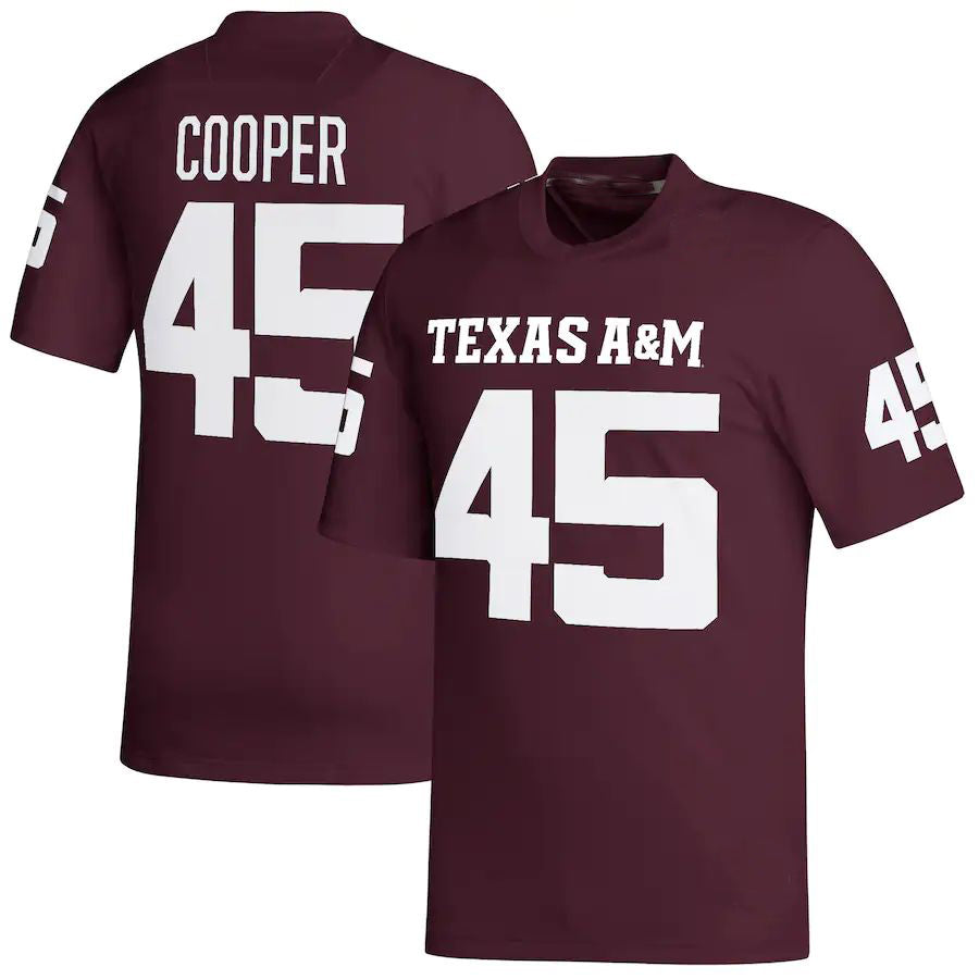 Rebec T.A&M Aggies #45 Edgerrin Cooper NIL Replica Football Jersey Maroon Stitched American College Jerseys