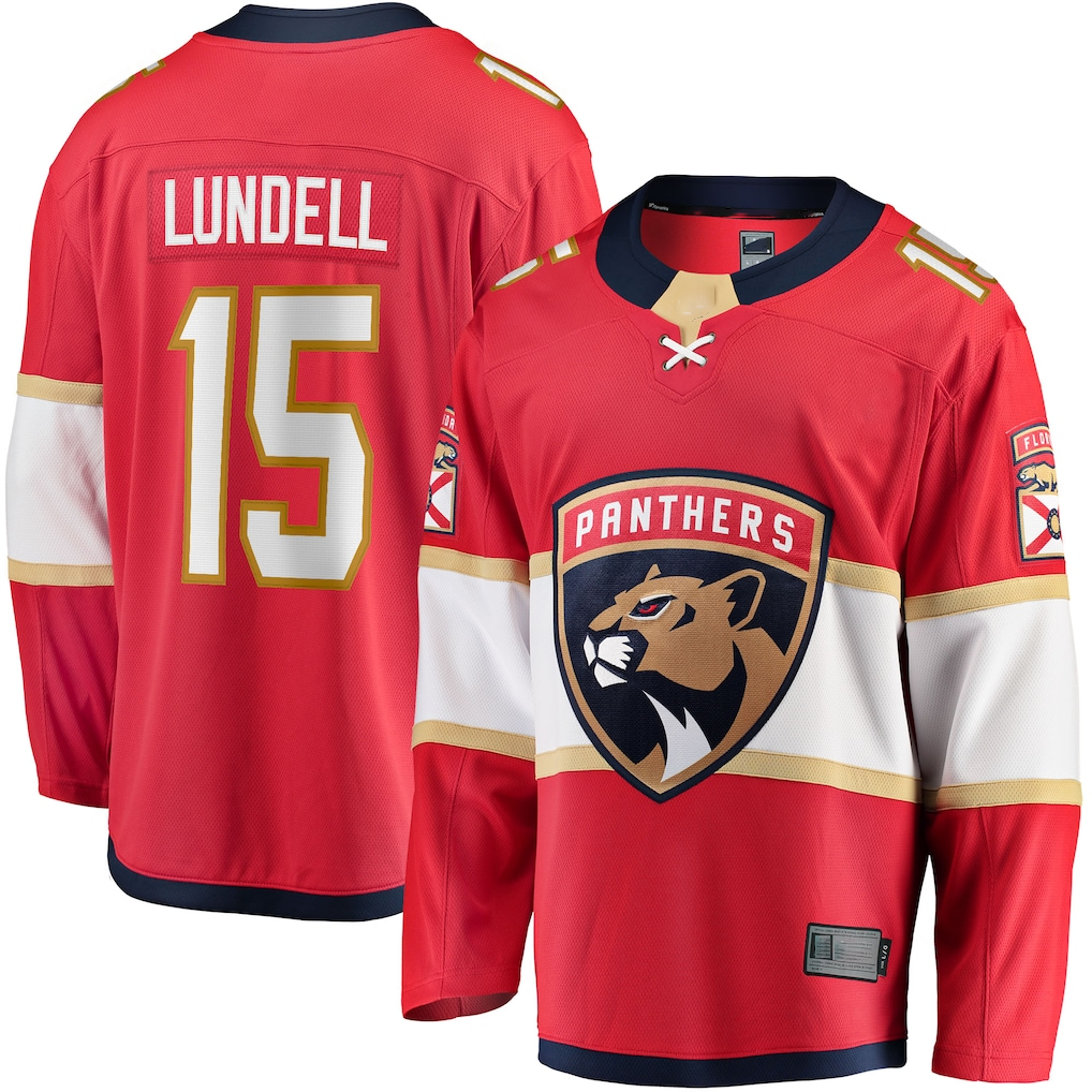 Rebec F.Panthers #15 Anton Lundell Red Home Breakaway Player Jerseys