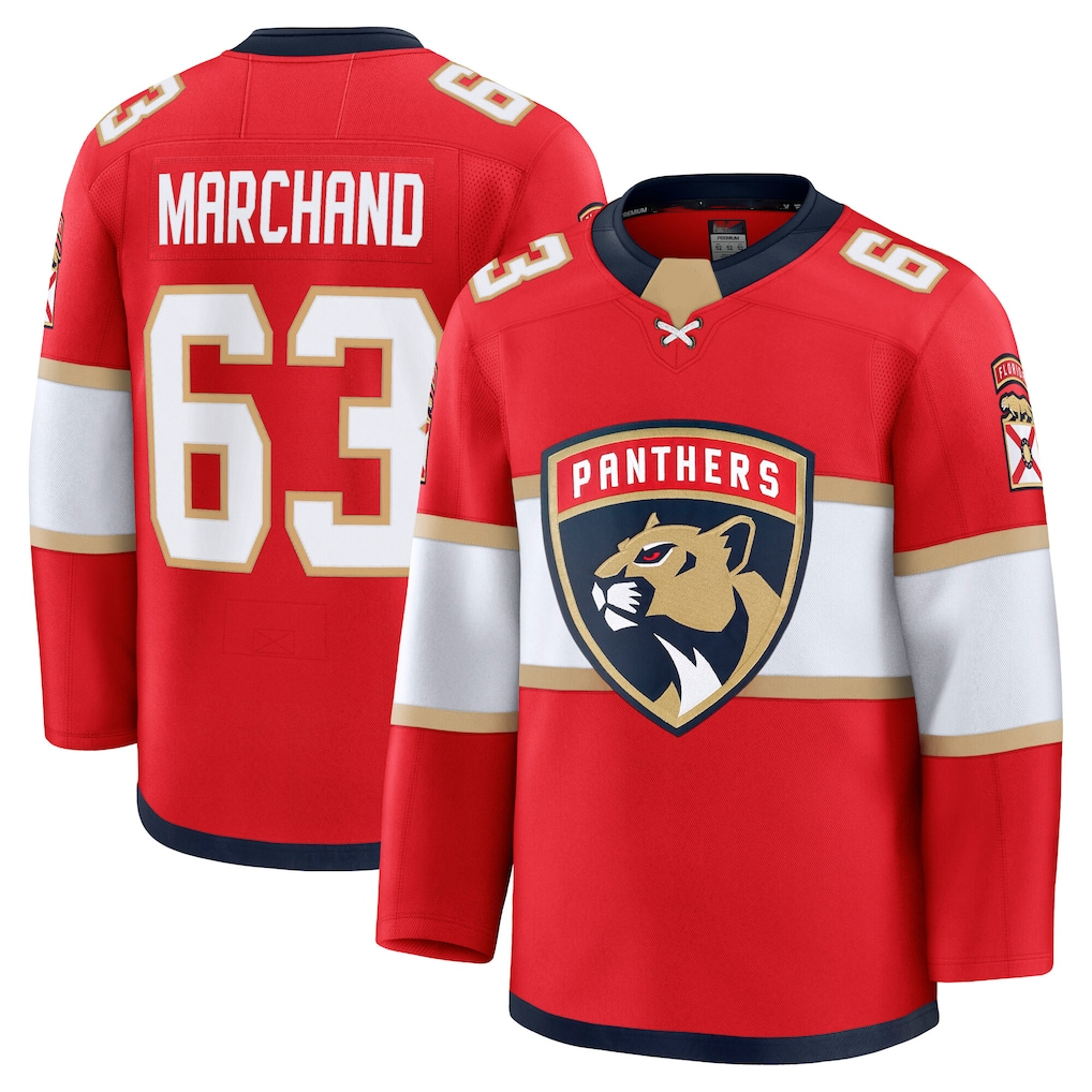 Rebec F.Panthers #63 Brad Marchand Red Home Premium Jerseys
