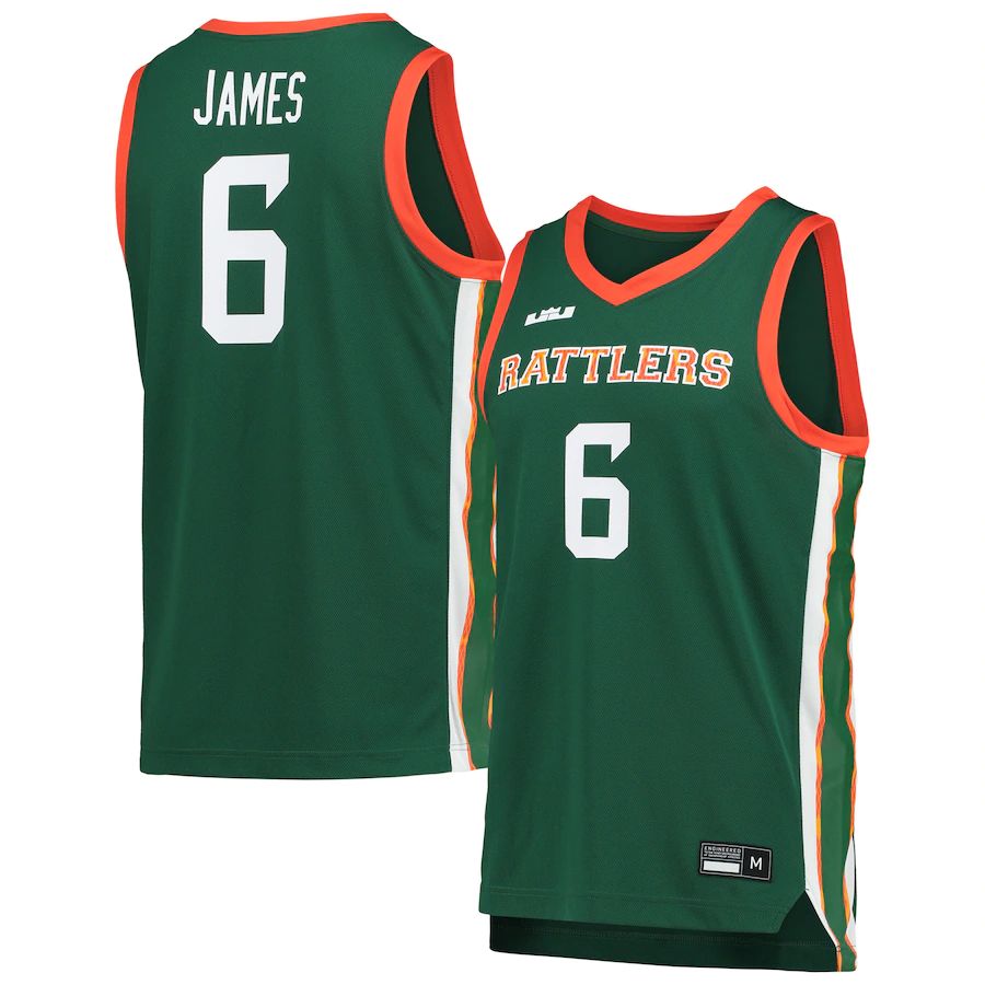 Rebec F.A&M Rattlers #6 LeBron James Replica Basketball Jersey Green Stitched American College Jerseys