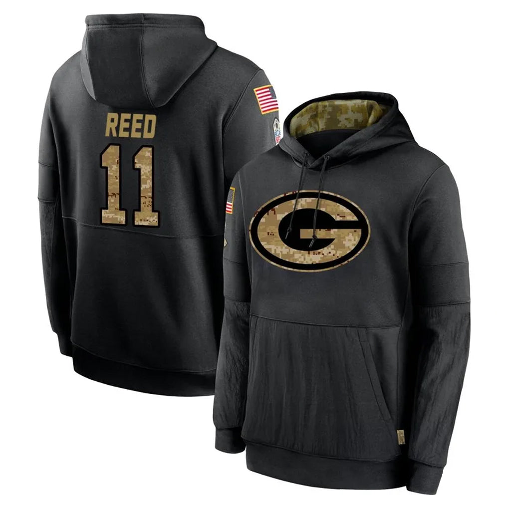 Rebec GB.Packers #11 Jayden Reed Player Black Salute to Service Hoodies Limited Game Stitched Jerseys