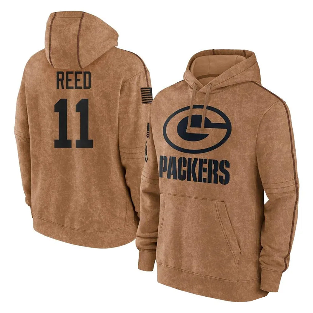 Rebec GB.Packers #11 Jayden Reed Player Brown Salute To Service Limited Stitched Jerseys