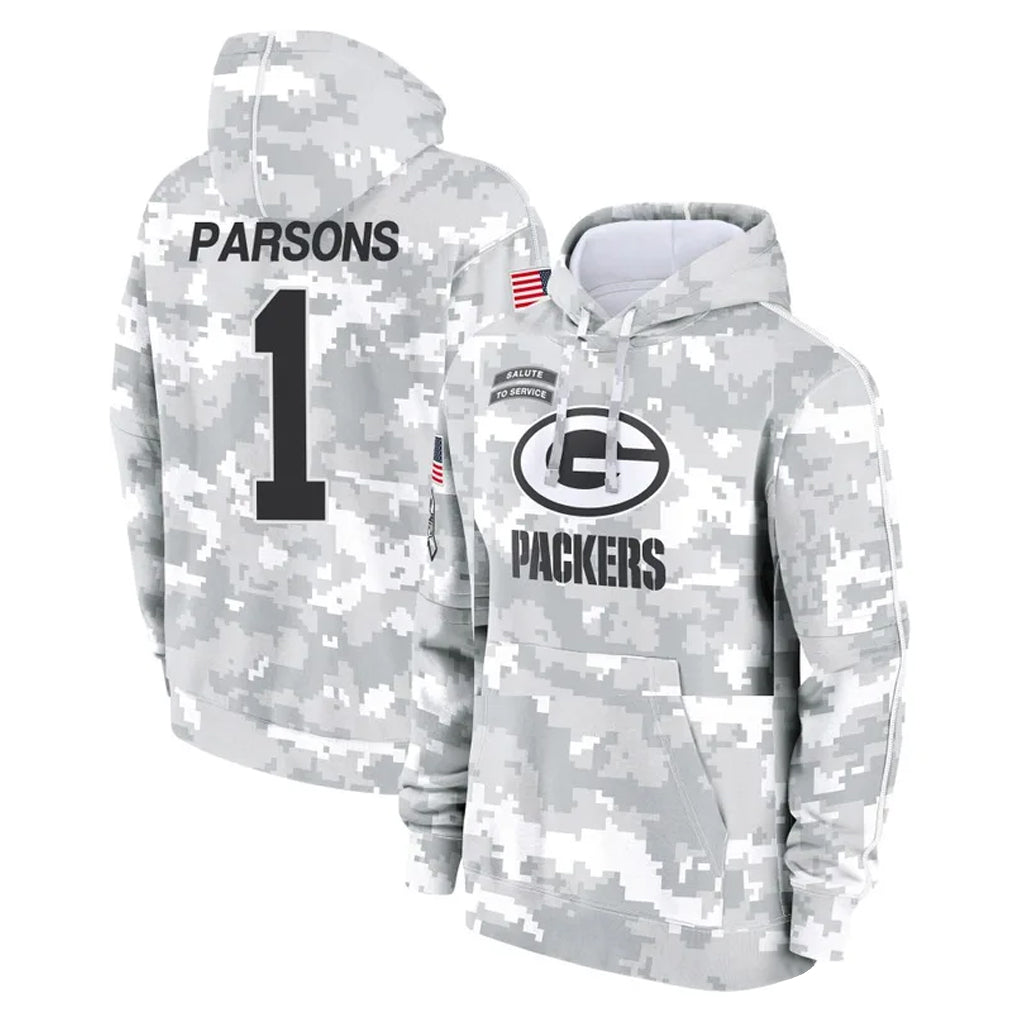Rebec GB.Packers #1 Micah Parsons Player Arctic Camo Salute to Service Hoodies Limited Game Stitched Jerseys