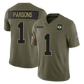 Rebec GB.Packers #1 Micah Parsons Player Olive 2025 Salute To Service Limited Home Game Stitched Jerseys