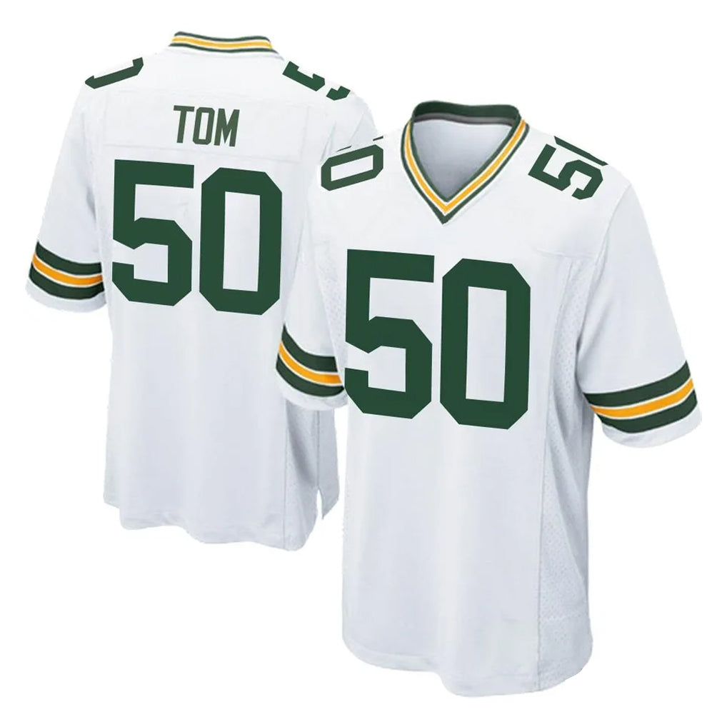 Rebec GB.Packers #50 Zach Tom Player White Home Game Stitched Jerseys