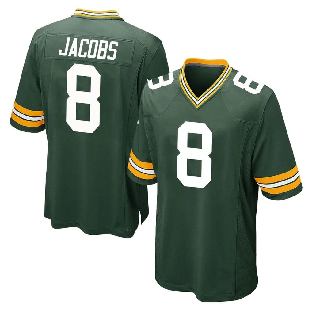 Rebec GB.Packers #8 Josh Jacobs Player Green Home Game Stitched Jerseys