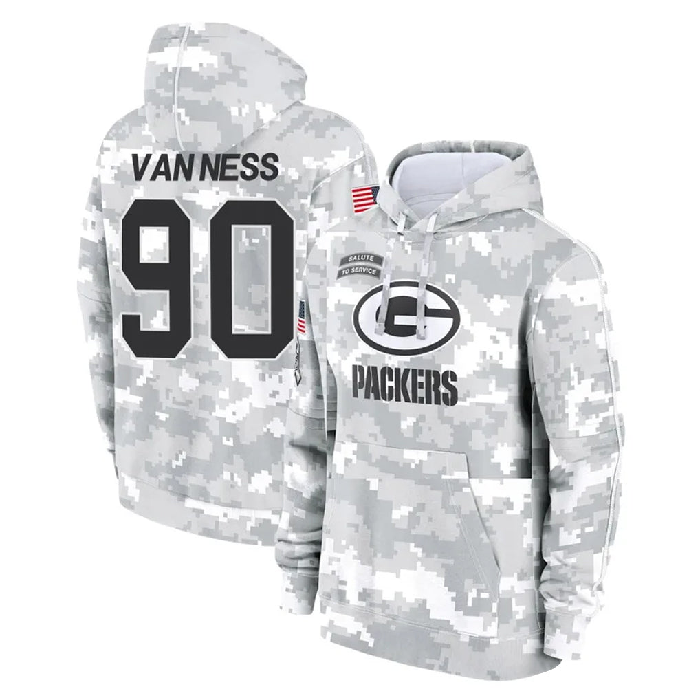 Rebec GB.Packers #90 Lukas Van Ness Player Arctic Camo Salute to Service Hoodies Limited Game Stitched Jerseys