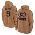 Rebec GB.Packers #9 Christian Watson Player Brown Salute to Service Hoodies Limited Game Stitched Jerseys