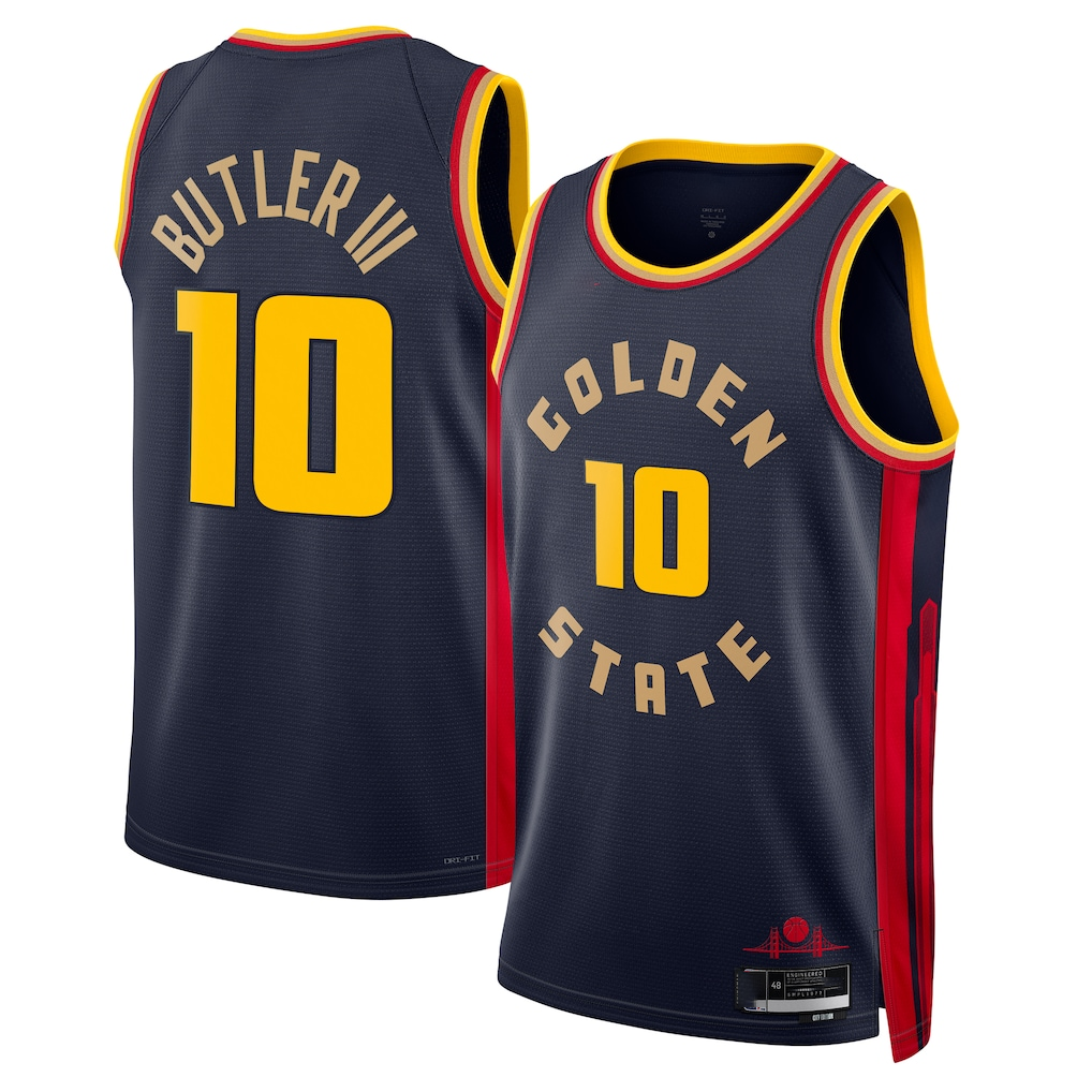 Rebec GS.Warriors #10 Jimmy Butler III Navy Swingman Jerseys - City Edition