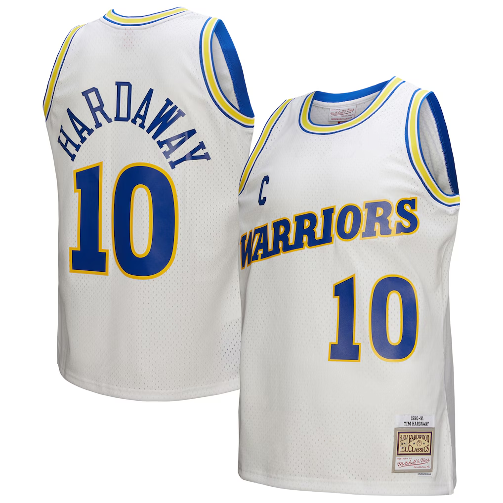 Rebec GS.Warriors #10 Tim Hardaway Mitchell & Ness White Hardwood Classics 199091 Swingman Jerseys