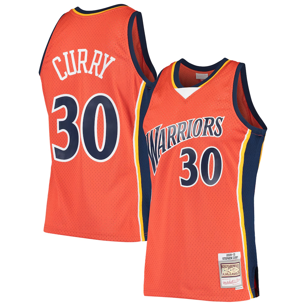 Rebec GS.Warriors #30 Stephen Curry Mitchell & Ness Orange Hardwood Classics Swingman Jerseys