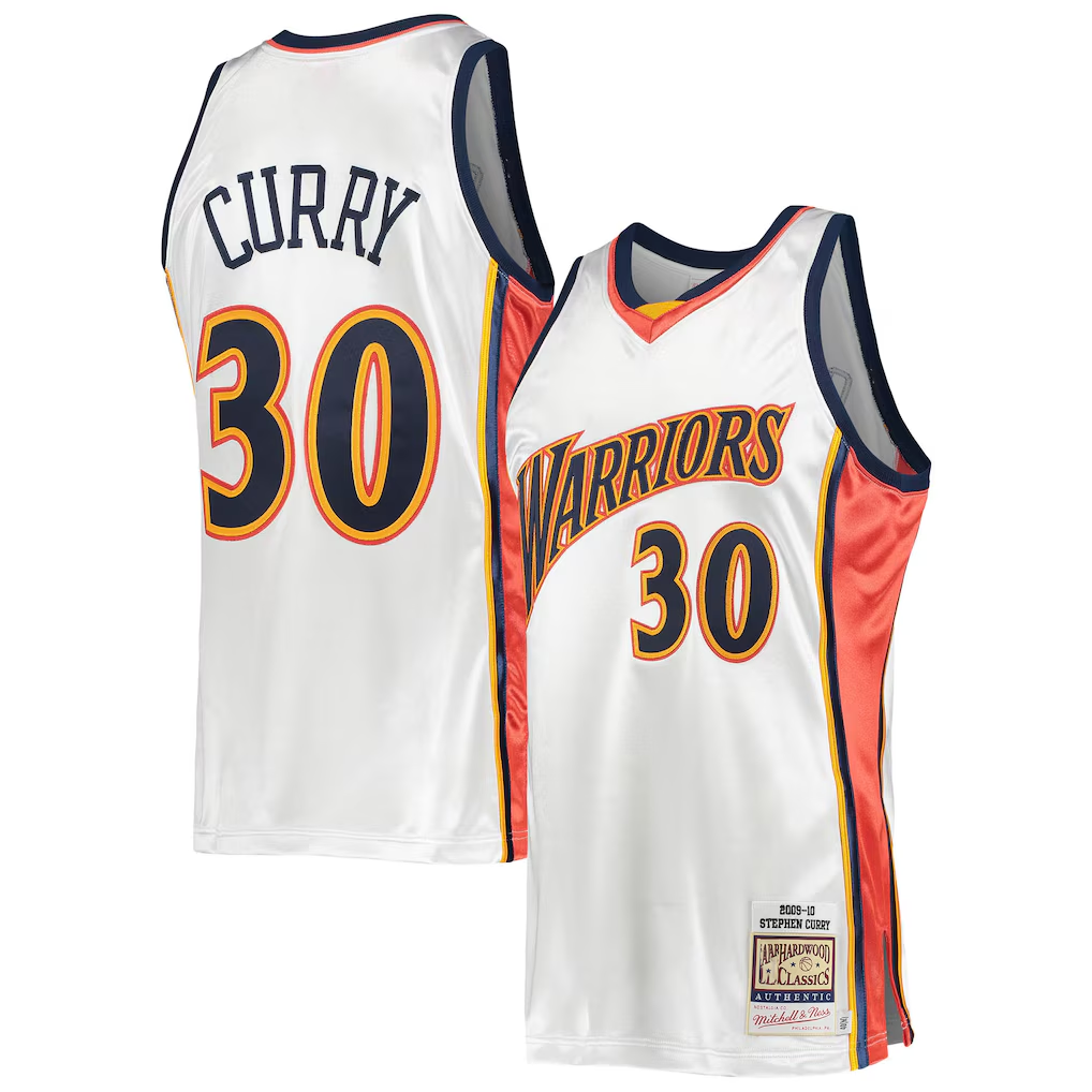 Rebec GS.Warriors #30 Stephen Curry Mitchell & Ness White 200910 Hardwood Classics Authentic Jerseys