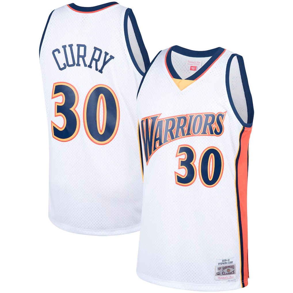 Rebec GS.Warriors #30 Stephen Curry Mitchell & Ness White Hardwood Classics Swingman Jerseys