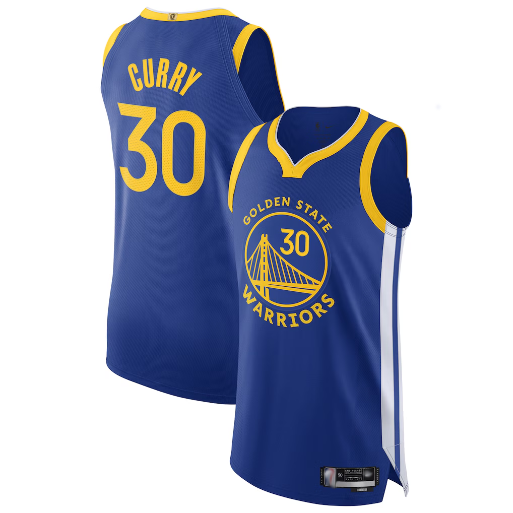 Rebec GS.Warriors #30 Stephen Curry Royal Authentic Jerseys - Icon Edition