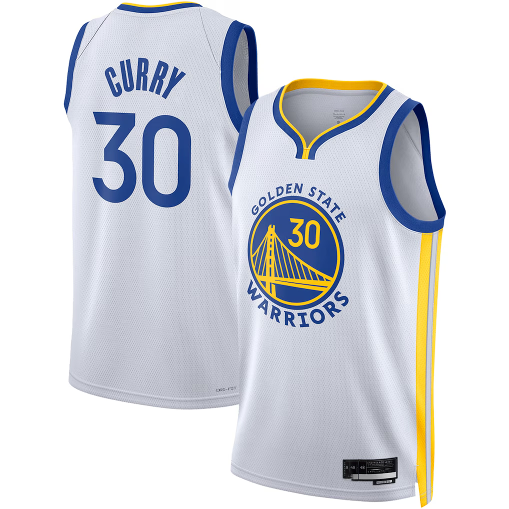 Rebec GS.Warriors #30 Stephen Curry White Fast Break Replica Player Jerseys - Association Edition