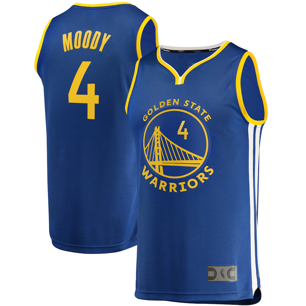 Rebec GS.Warriors #4 Moses Moody Royal Fast Break Replica Jerseys - Icon Edition