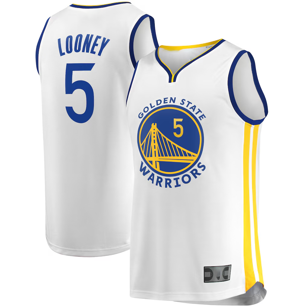 Rebec GS.Warriors #5 Kevon Looney White Fast Break Player Replica Jerseys - Association Edition