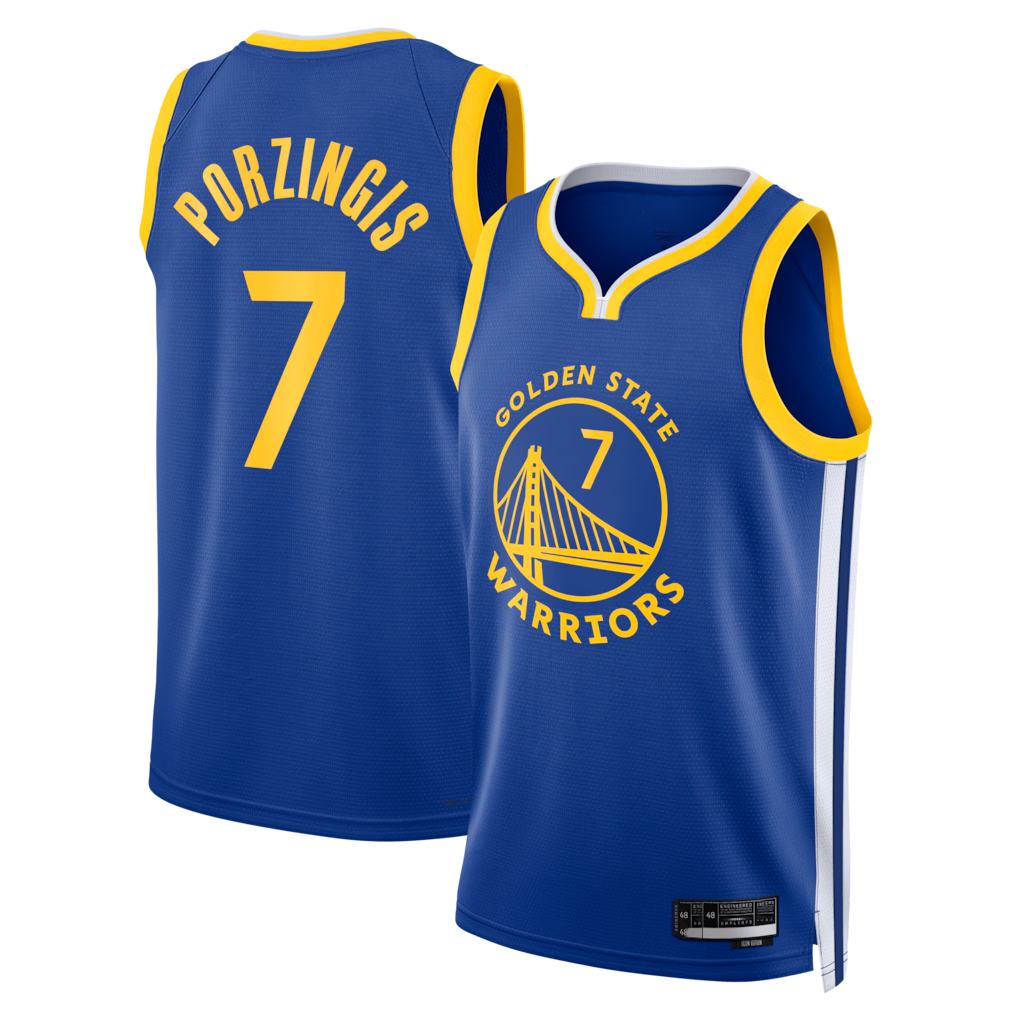 Rebec GS.Warriors #7 Kristaps Porzi??is Royal Swingman Jerseys - Icon Edition