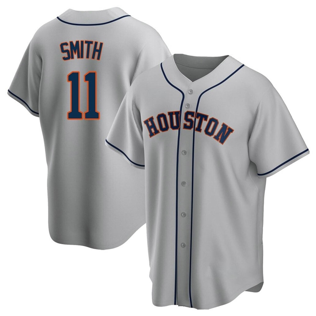 Rebec H.Astros #11 Cam Smith Player Gray Home Game Stitched Jerseys