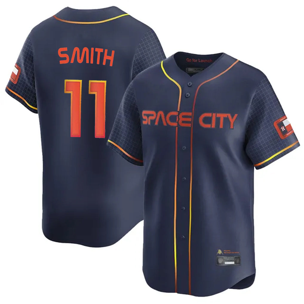 Rebec H.Astros #11 Cam Smith Player Navy City Connect Home Limited Stitched Jerseys