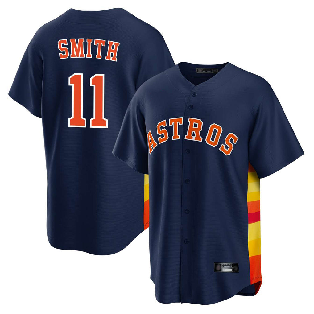 Rebec H.Astros #11 Cam Smith Player Navy Home Game Stitched Jerseys