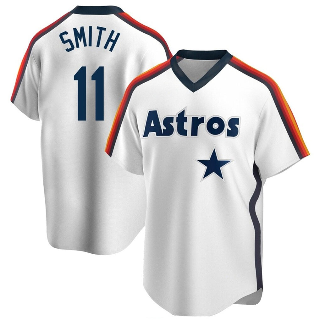 Rebec H.Astros #11 Cam Smith Player White Cooperstown Collection T-shirt Stitched Jerseys