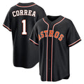 Rebec H.Astros #1 Carlos Correa Player Black Fashion Out Home Game Stitched Jerseys
