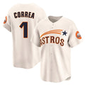 Rebec H.Astros #1 Carlos Correa Player Cream Throwback Cooperstown Collection Limited Stitched Jerseys