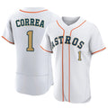 Rebec H.Astros #1 Carlos Correa Player Gold Collection Limited Elite Home Stitched Jerseys