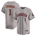 Rebec H.Astros #1 Carlos Correa Player Gray Home Limited Stitched Jerseys