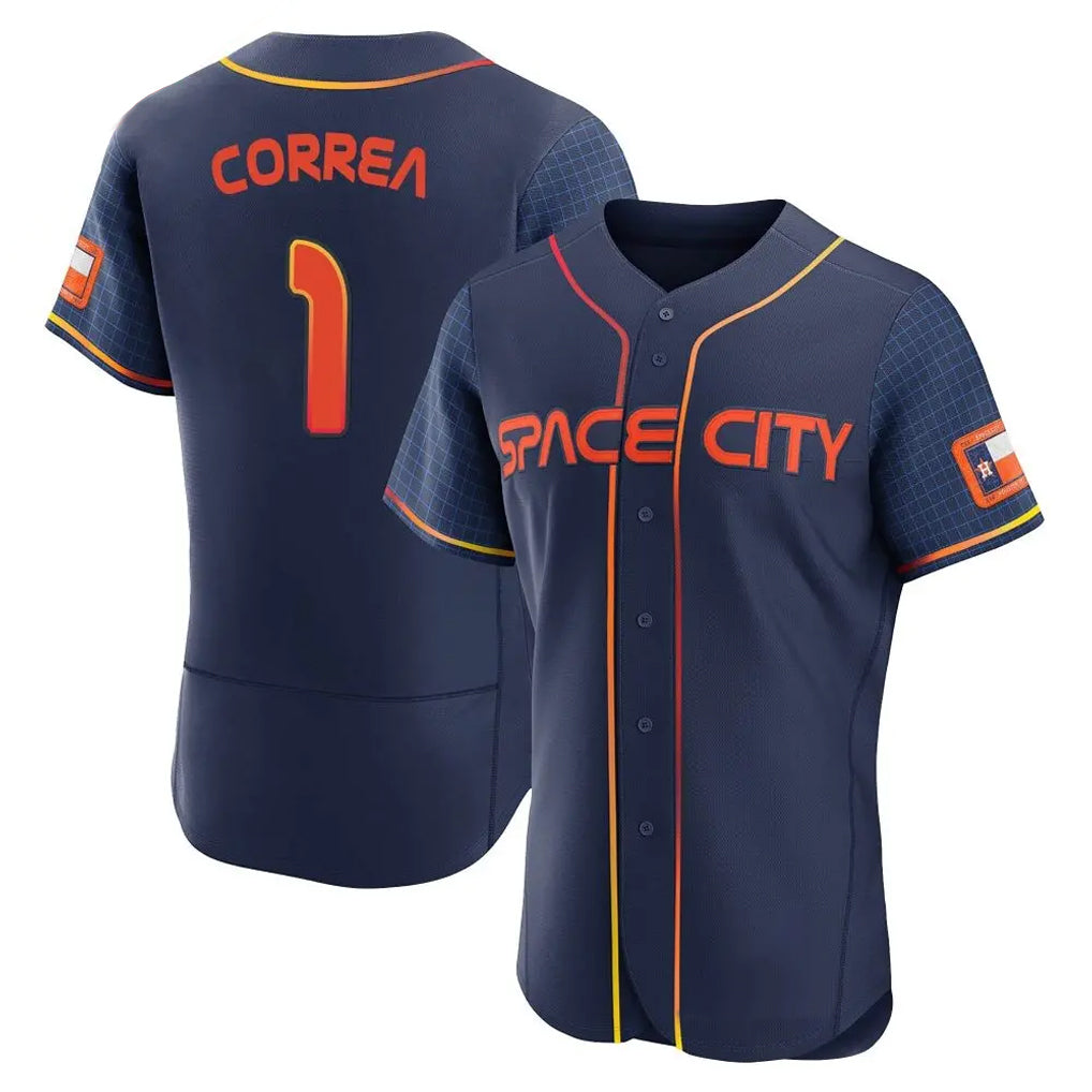 Rebec H.Astros #1 Carlos Correa Player Navy City Connect Limited Elite Home Stitched Jerseys