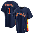 Rebec H.Astros #1 Carlos Correa Player Navy Home Game Stitched Jerseys