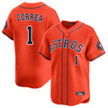 Rebec H.Astros #1 Carlos Correa Player Orange Home Limited Stitched Jerseys