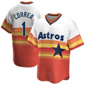Rebec H.Astros #1 Carlos Correa Player Rainbow Cooperstown Collection T-shirt Stitched Jerseys