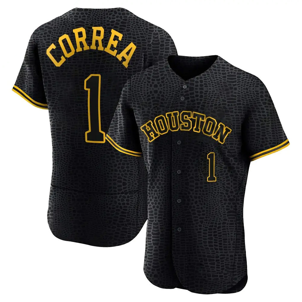 Rebec H.Astros #1 Carlos Correa Player Snake Skin City Limited Elite Home Stitched Jerseys