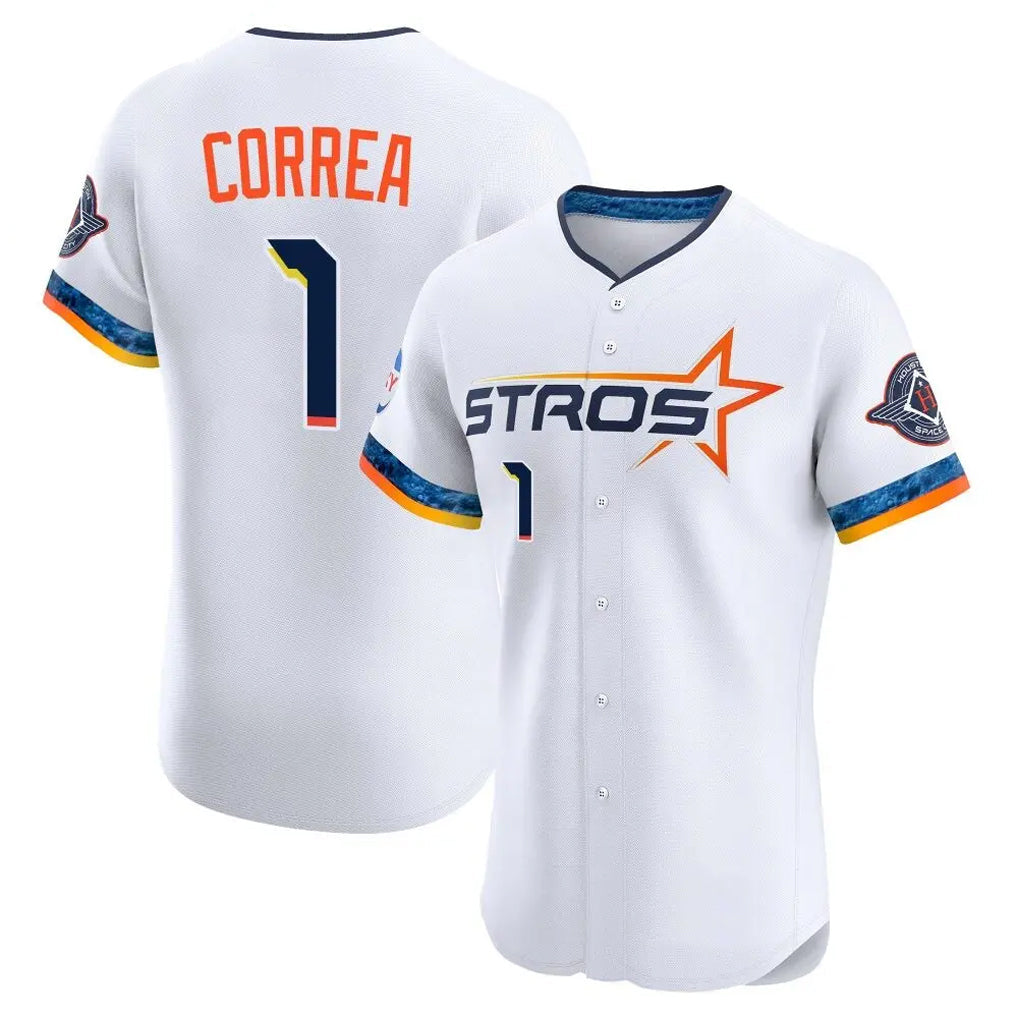 Rebec H.Astros #1 Carlos Correa Player White City Connect Limited Elite Home Stitched Jerseys