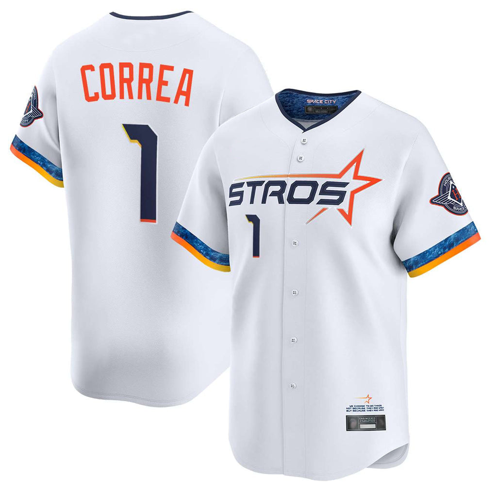 Rebec H.Astros #1 Carlos Correa Player White City Connect Limited Home Stitched Jerseys