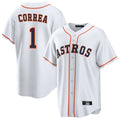 Rebec H.Astros #1 Carlos Correa Player White Home Game Stitched Jerseys