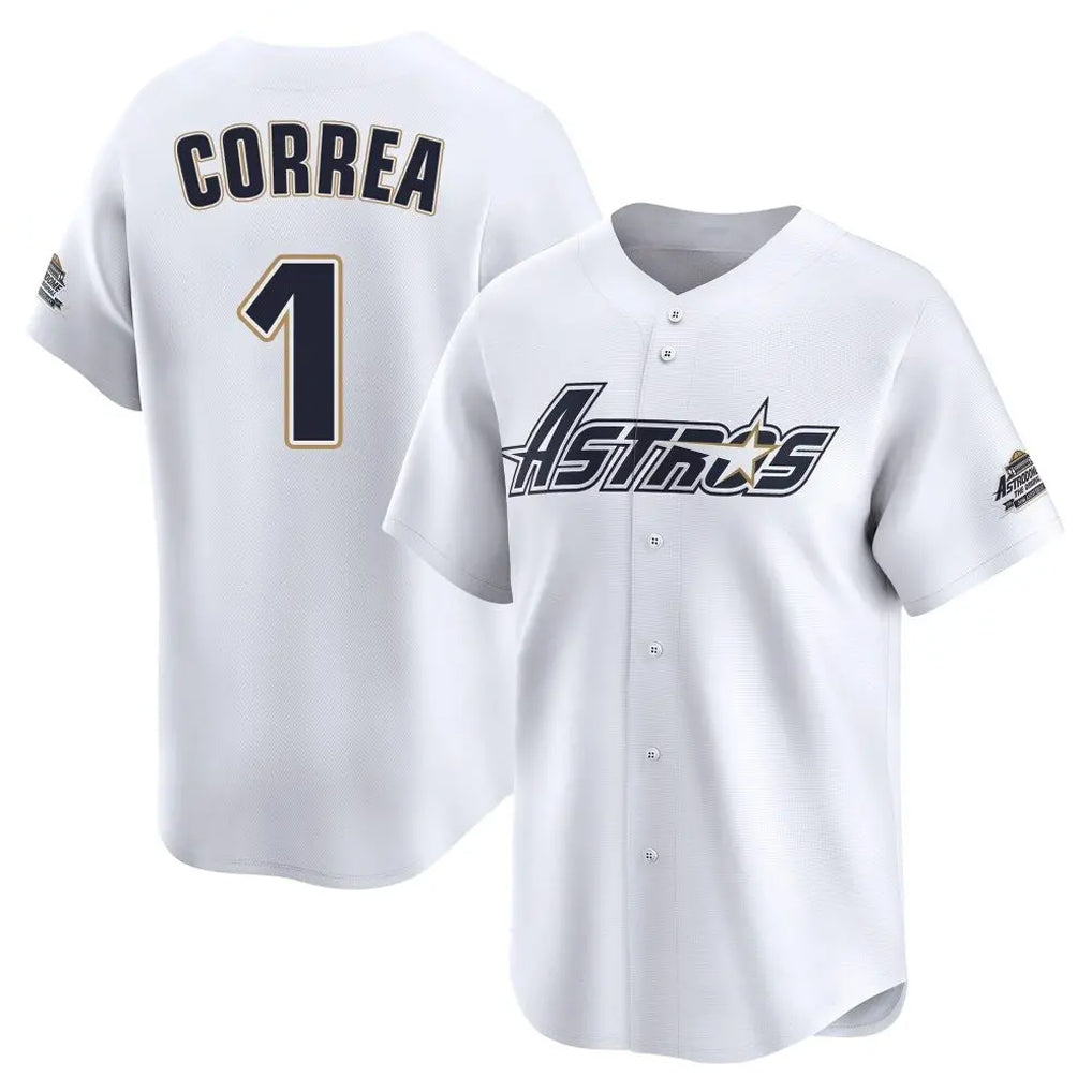 Rebec H.Astros #1 Carlos Correa Player White Throwback Cooperstown Collection Limited Stitched Jerseys