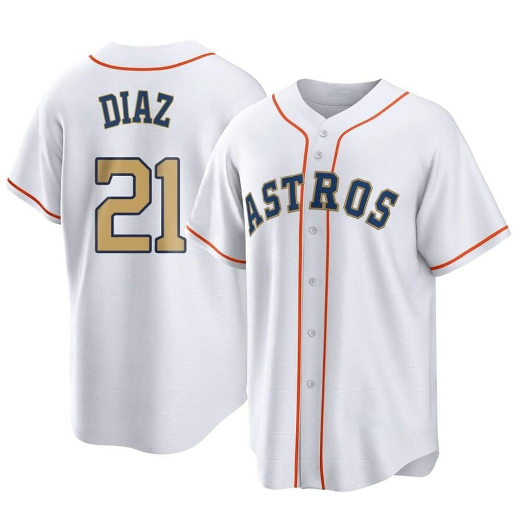 Rebec H.Astros #21 Yainer Diaz Player Gold Collection Game Home Stitched Jerseys